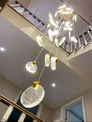 GobekUsa Crystal Chandelier LED Pendant Light for Modern Duplex Building Staircase