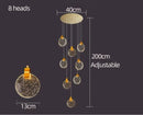 GobekUsa Crystal Chandelier LED Pendant Light for Modern Duplex Building Staircase