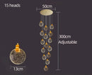 GobekUsa Crystal Chandelier LED Pendant Light for Modern Duplex Building Staircase