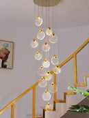 GobekUsa Crystal Chandelier LED Pendant Light for Modern Duplex Building Staircase
