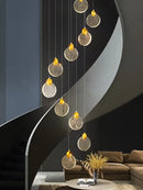 GobekUsa Crystal Chandelier LED Pendant Light for Modern Duplex Building Staircase