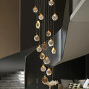 GobekUsa Crystal Chandelier LED Pendant Light for Modern Duplex Building Staircase