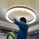 GobekUsa Crystal Chandelier LED Ring Lamp for Dining Room Center Living Restaurant Decor