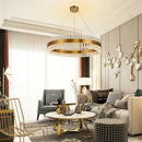 GobekUsa Crystal Chandelier LED Ring Lamp for Dining Room Center Living Restaurant Decor