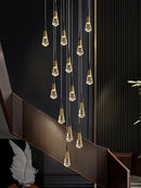 GobekUsa Crystal Chandelier LED Staircase Lamp for Elegant Living Room, Kitchen, and Restaurant