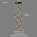 GobekUsa Crystal Chandelier LED Staircase Lamp for Elegant Living Room, Kitchen, and Restaurant