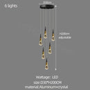 GobekUsa Crystal Chandelier LED Staircase Lamp for Elegant Living Room, Kitchen, and Restaurant