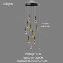 GobekUsa Crystal Chandelier LED Staircase Lamp for Elegant Living Room, Kitchen, and Restaurant