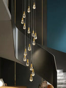 GobekUsa Crystal Chandelier LED Staircase Lamp for Elegant Living Room, Kitchen, and Restaurant
