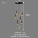 GobekUsa Crystal Chandelier LED Staircase Lamp for Elegant Living Room, Kitchen, and Restaurant