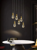 GobekUsa Crystal Chandelier LED Staircase Lamp for Elegant Living Room, Kitchen, and Restaurant