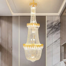 GobekUsa Crystal Chandelier: Luxury Duplex Hotel Living Room Stairwell Design