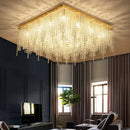 GobekUsa Crystal Chandelier: Luxury Gold Ceiling Light Fixture for Living Room, Bedroom - LED Square Design