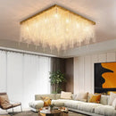 GobekUsa Crystal Chandelier: Luxury Gold Square Ceiling Light for Living Room, Bedroom LED Fixture