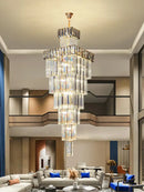 GobekUsa Crystal Chandelier: Luxury Spiral Staircase Pendant Light for Duplex Hollow Loft