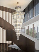 GobekUsa Crystal Chandelier: Luxury Spiral Staircase Pendant Light for Duplex Hollow Loft