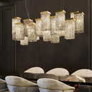 GobekUsa Crystal Chandelier: Modern 3D Rectangular Island Lighting for Bar, Hotel, Restaurant