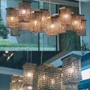 GobekUsa Crystal Chandelier: Modern 3D Rectangular Island Lighting for Bar, Hotel, Restaurant