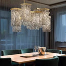 GobekUsa Crystal Chandelier: Modern 3D Rectangular Island Lighting for Bar, Hotel, Restaurant