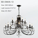 GobekUsa Crystal Chandelier: Modern Black E14 Candle Pendent Lamp for Living Room