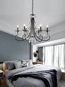 GobekUsa Crystal Chandelier: Modern Black E14 Candle Pendent Lamp for Living Room
