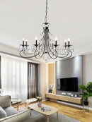 GobekUsa Crystal Chandelier: Modern Black E14 Candle Pendent Lamp for Living Room