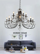 GobekUsa Crystal Chandelier: Modern Black E14 Candle Pendent Lamp for Living Room