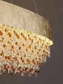 GobekUsa Crystal Chandelier: Modern Circular Design for Living Room, Lobby, Kitchen Island.