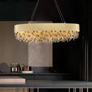 GobekUsa Crystal Chandelier: Modern Circular Design for Living Room, Lobby, Kitchen Island.
