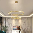 GobekUsa Crystal Chandelier: Modern Circular LED Lighting for Luxurious Living Room, Bedroom, Dining Room