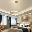 GobekUsa Crystal Chandelier: Modern Circular LED Lighting for Luxurious Living Room, Bedroom, Dining Room