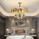 GobekUsa Crystal Chandelier: Modern Elegance for Living Room, Dining Room, Bedroom - Gold Finish