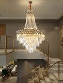 GobekUsa Crystal Chandelier: Modern European Duplex Villa Living Room Luxury Hollow Stair Light