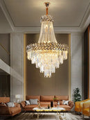 GobekUsa Crystal Chandelier: Modern European Duplex Villa Living Room Luxury Hollow Stair Light