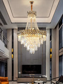 GobekUsa Crystal Chandelier: Modern European Duplex Villa Living Room Luxury Hollow Stair Light