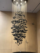 GobekUsa Crystal Chandelier: Modern LED Lighting Fixture for Staircase, Hallway, Lobby