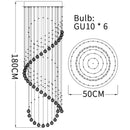 GobekUsa Crystal Chandelier: Modern LED Staircase Light for Living Room and Lobby