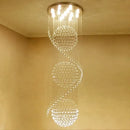 GobekUsa Crystal Chandelier: Modern LED Staircase Light for Living Room and Lobby