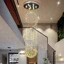 GobekUsa Crystal Chandelier: Modern LED Staircase Light for Living Room and Lobby