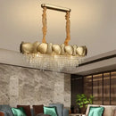 GobekUsa Crystal Chandelier: Modern LED Tassels Stainless Steel Pendant Light for Living Room