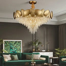 GobekUsa Crystal Chandelier: Modern LED Tassels Stainless Steel Pendant Light for Living Room