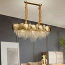 GobekUsa Crystal Chandelier: Modern LED Tassels Stainless Steel Pendant Light for Living Room