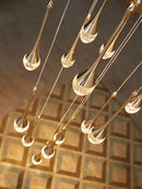 GobekUsa Crystal Chandelier: Modern LED Water Droplet Staircase Light