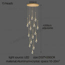 GobekUsa Crystal Chandelier: Modern LED Water Droplet Staircase Light