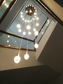 GobekUsa Crystal Chandelier: Modern LED Water Droplet Staircase Light