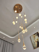 GobekUsa Crystal Chandelier: Modern LED Water Droplet Staircase Light