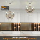 GobekUsa Crystal Chandelier Pendant Light Cognac Gold LED Luxury Lamp for Dining Living Room