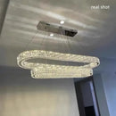 GobekUsa Crystal Chandelier Pendant Lights Dimmable LED Oval Lustre Hang Lamp
