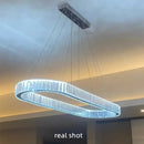 GobekUsa Crystal Chandelier Pendant Lights Dimmable LED Oval Lustre Hang Lamp