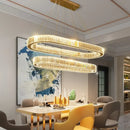 GobekUsa Crystal Chandelier Pendant Lights Dimmable LED Oval Lustre Hang Lamp